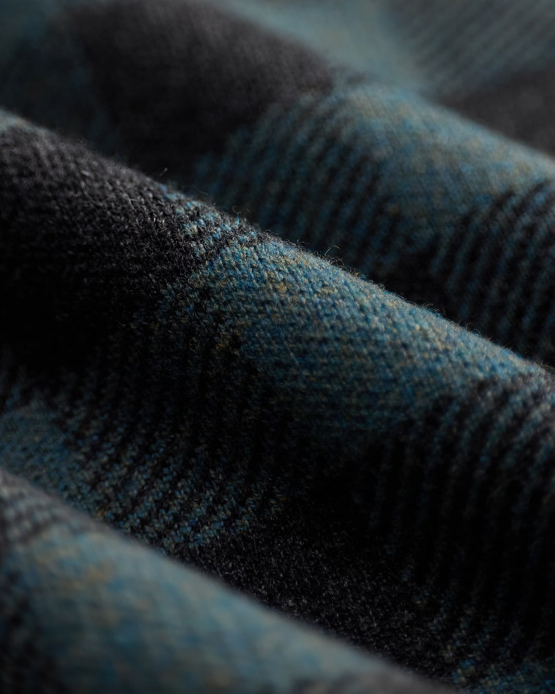 RRL Plaid Wool-Cashmere Workshirt Sweater -  Blue/Black Heather
