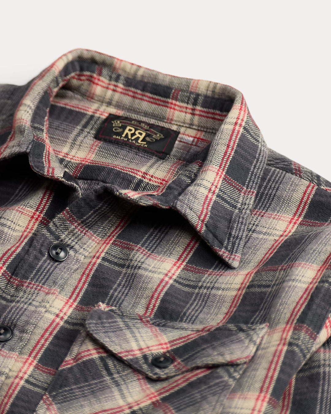 RRL Plaid Twill Workshirt - Grey/Red