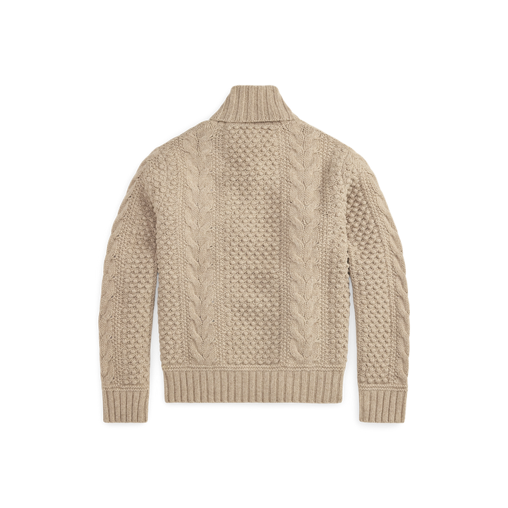 RRL Long-Sleeve Wool Blend Shawl Pullover Sweater - Cream Marl