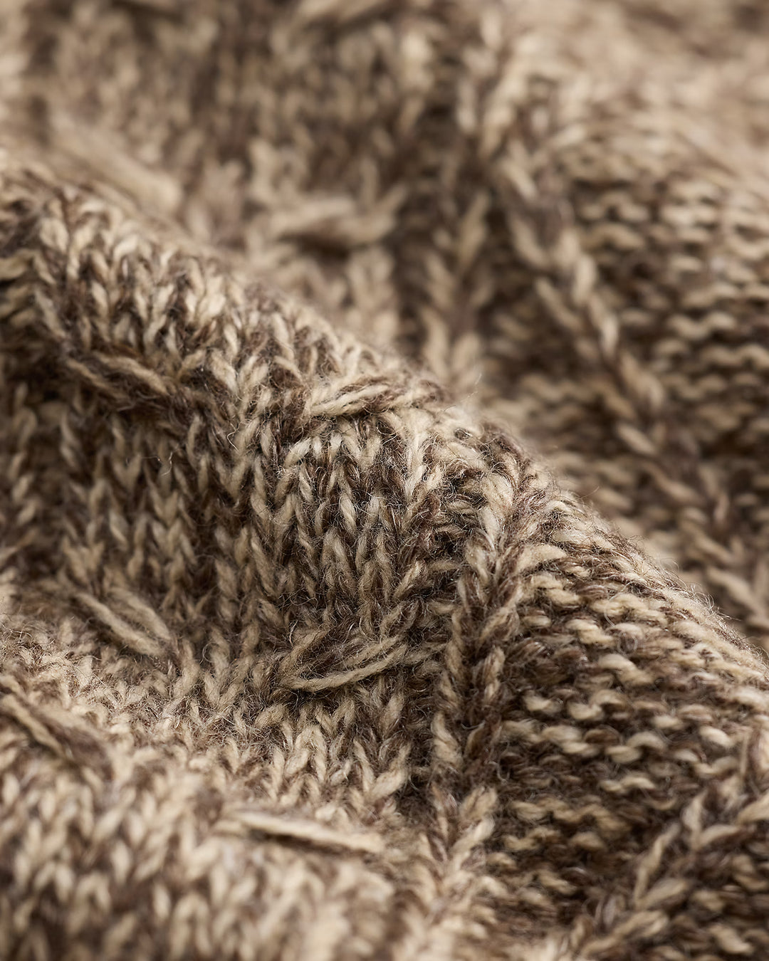 RRL Cable Wool-Blend Full-Zip Sweater - Brown/Cream Marl