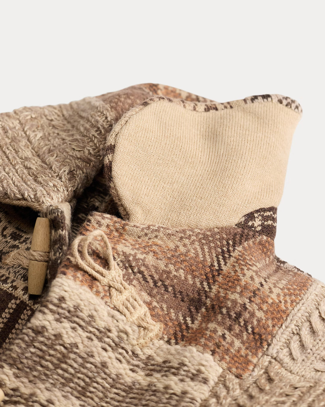 RRL Patchwork Wool-Blend Sweater Jacket - Brown/Cream Multi