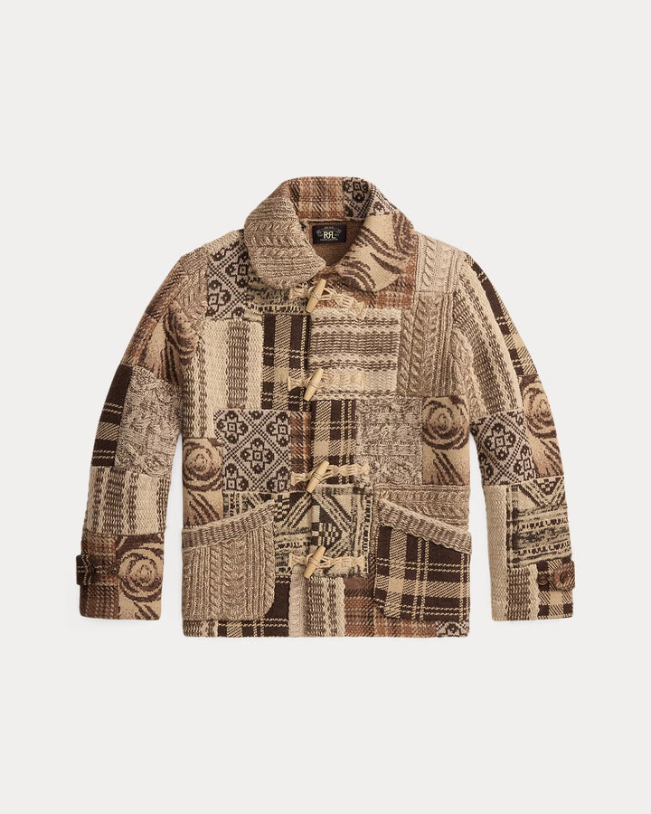 RRL Patchwork Wool-Blend Sweater Jacket - Brown/Cream Multi