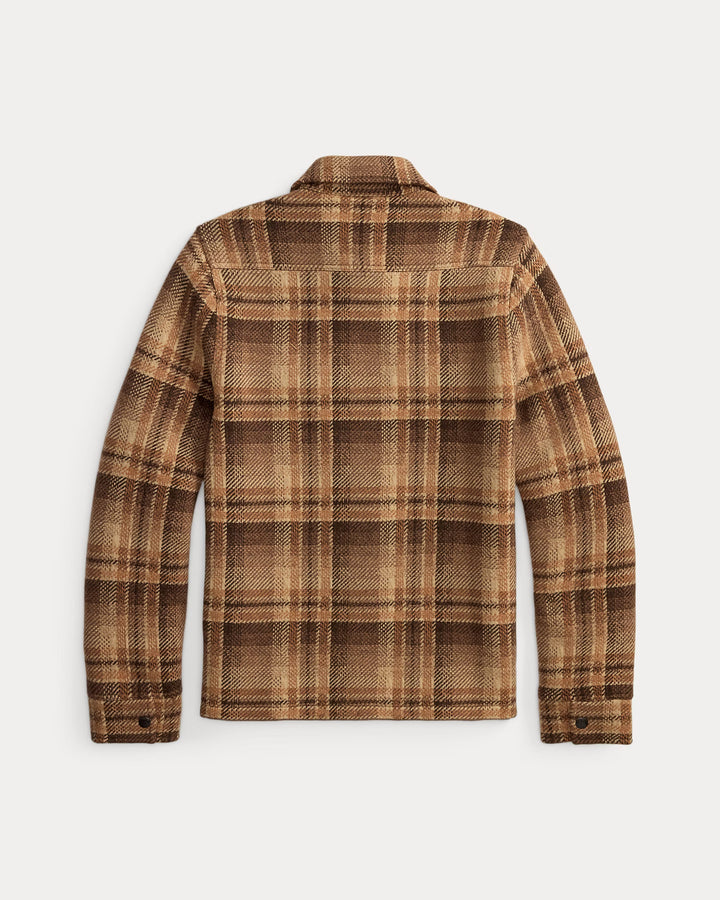 RRL Plaid Wool Workshirt Sweater - Tan/Rust Multi