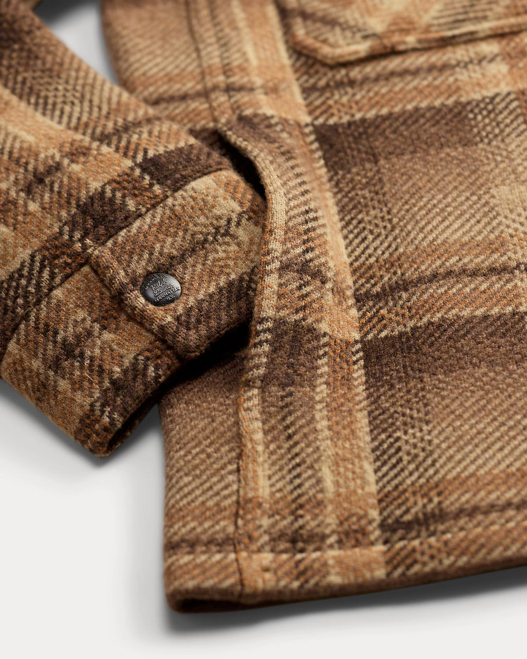 RRL Plaid Wool Workshirt Sweater - Tan/Rust Multi