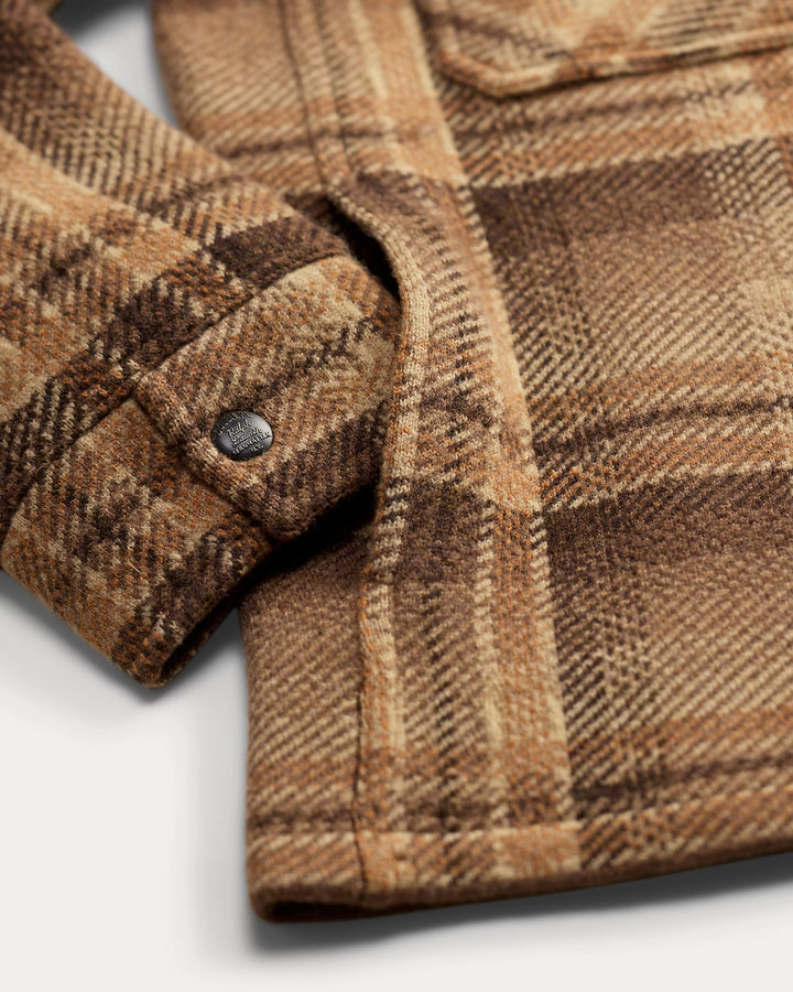 RRL Plaid Wool Workshirt Sweater - Tan/Rust Multi