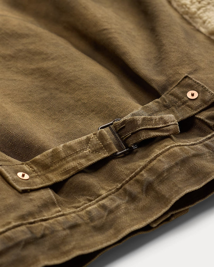 RRL Fleece-Panel Denim Trucker Jacket - Distressed Brown