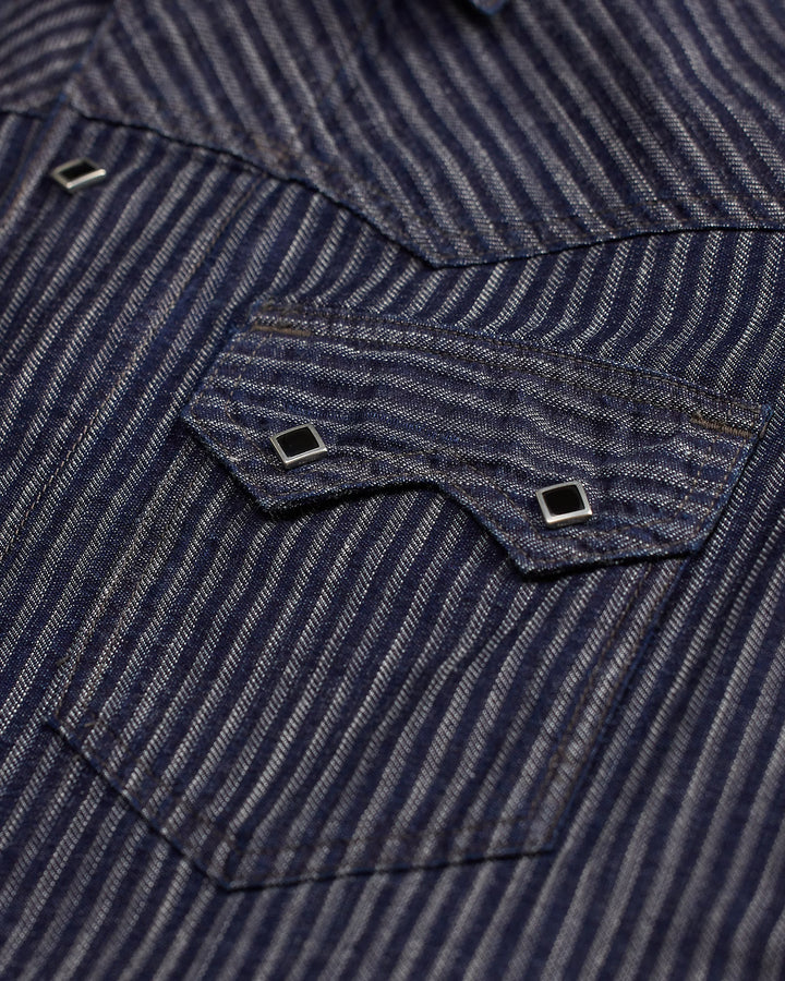 RRL Indigo Striped Jacquard Jacket - Indigo Rinse
