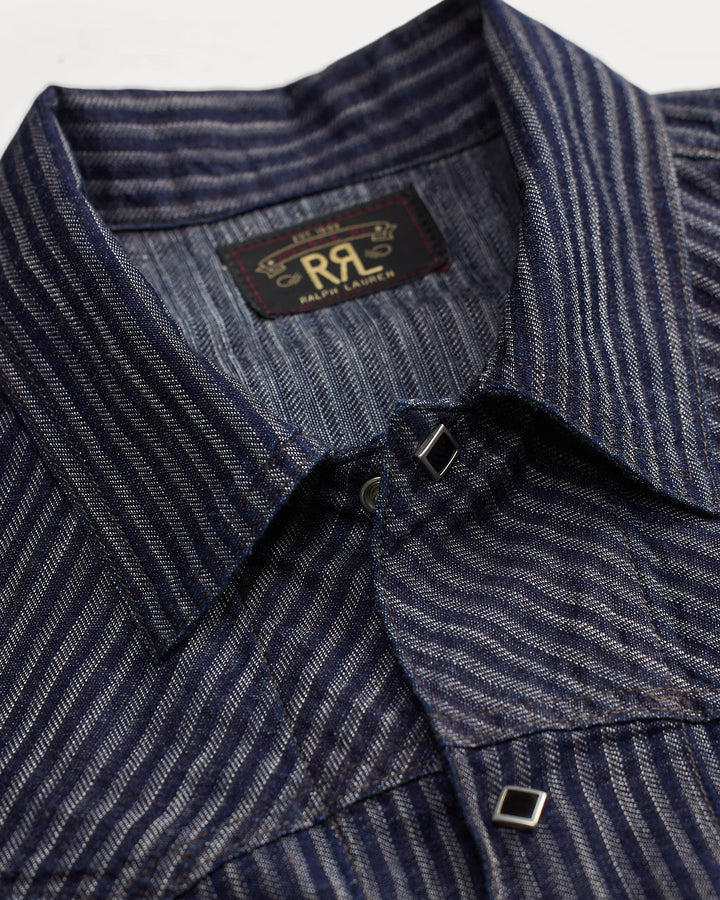 RRL Indigo Striped Jacquard Jacket - Indigo Rinse