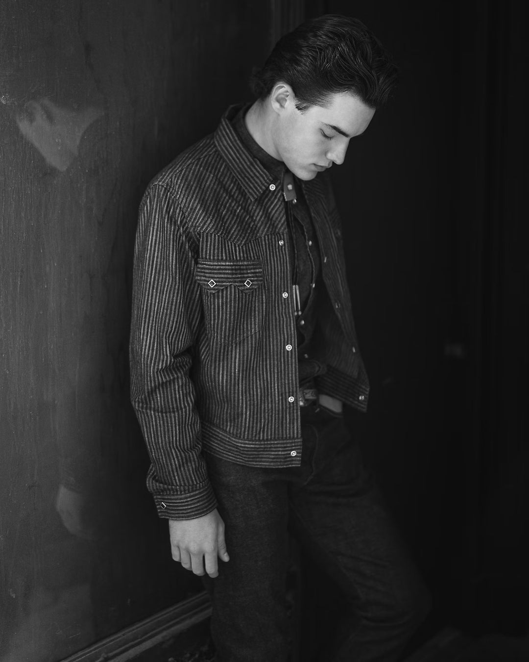RRL Indigo Striped Jacquard Jacket - Indigo Rinse