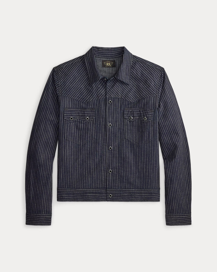 RRL Indigo Striped Jacquard Jacket - Indigo Rinse