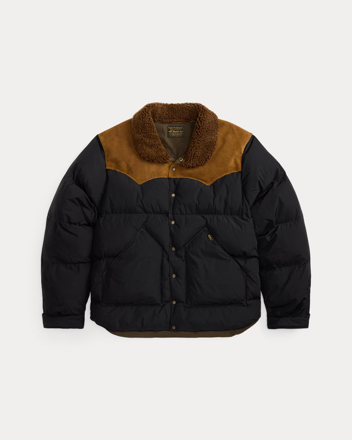 RRL Quilted Shearling-Collar Jacket - Onyx