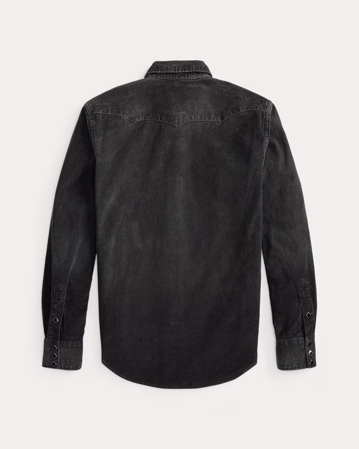 RRL Slim Fit Corduroy Western Shirt - Black