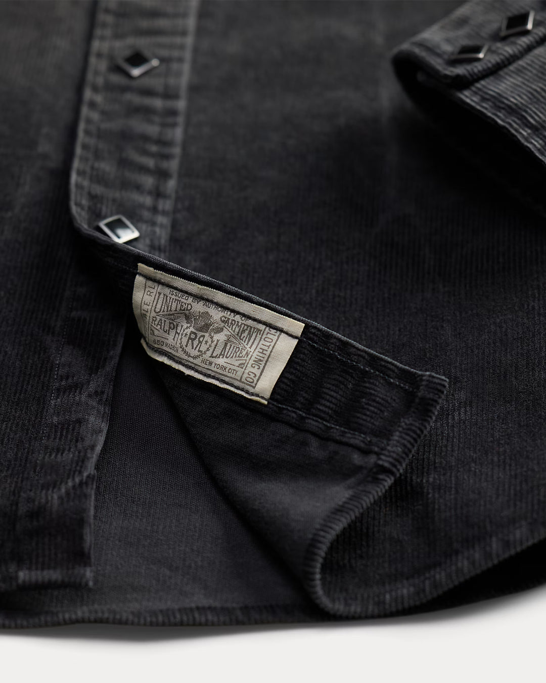 RRL Slim Fit Corduroy Western Shirt - Black