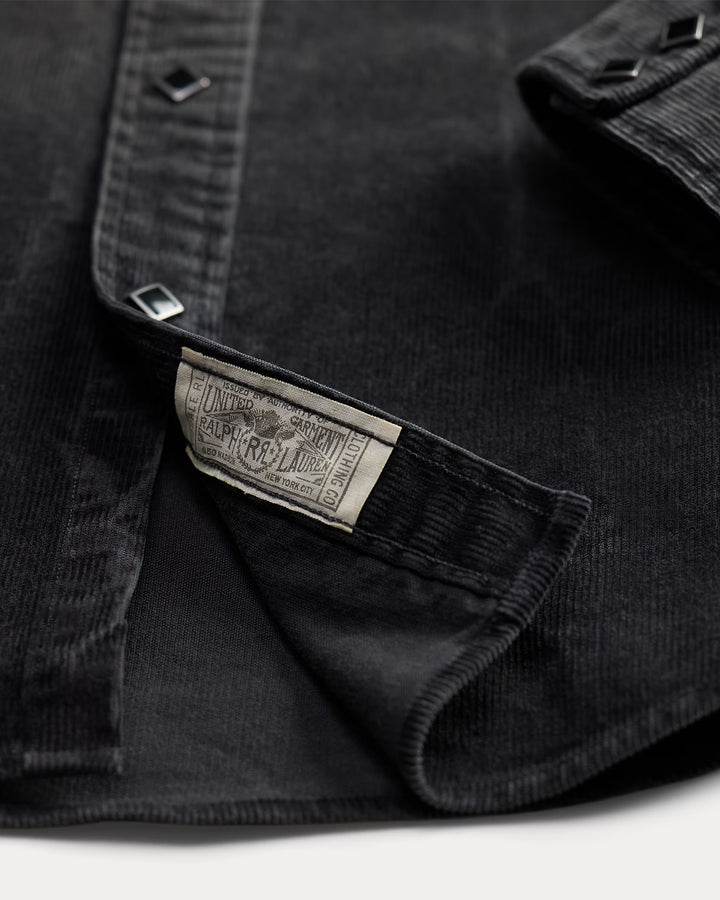 RRL Slim Fit Corduroy Western Shirt - Black