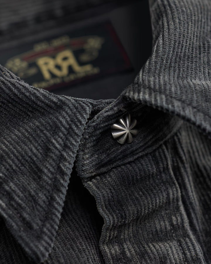 RRL Slim Fit Corduroy Western Shirt - Black