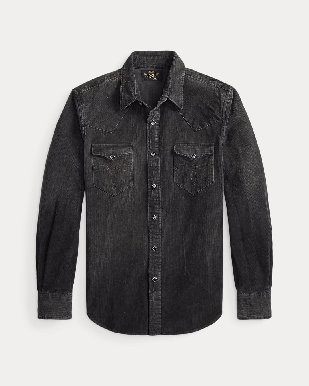 RRL Slim Fit Corduroy Western Shirt - Black