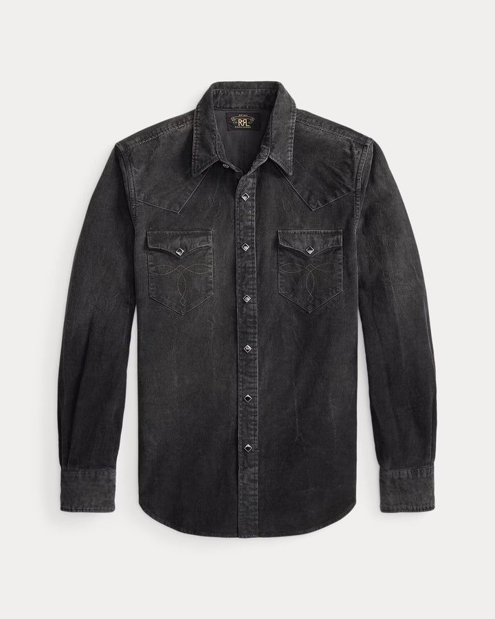 RRL Slim Fit Corduroy Western Shirt - Black