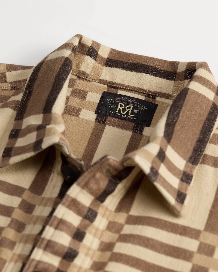 RRL Plaid Jacquard Overshirt - Brown/Tan