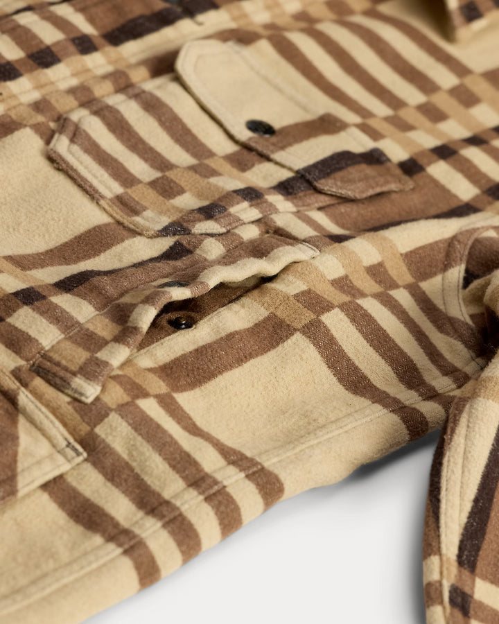 RRL Plaid Jacquard Overshirt - Brown/Tan