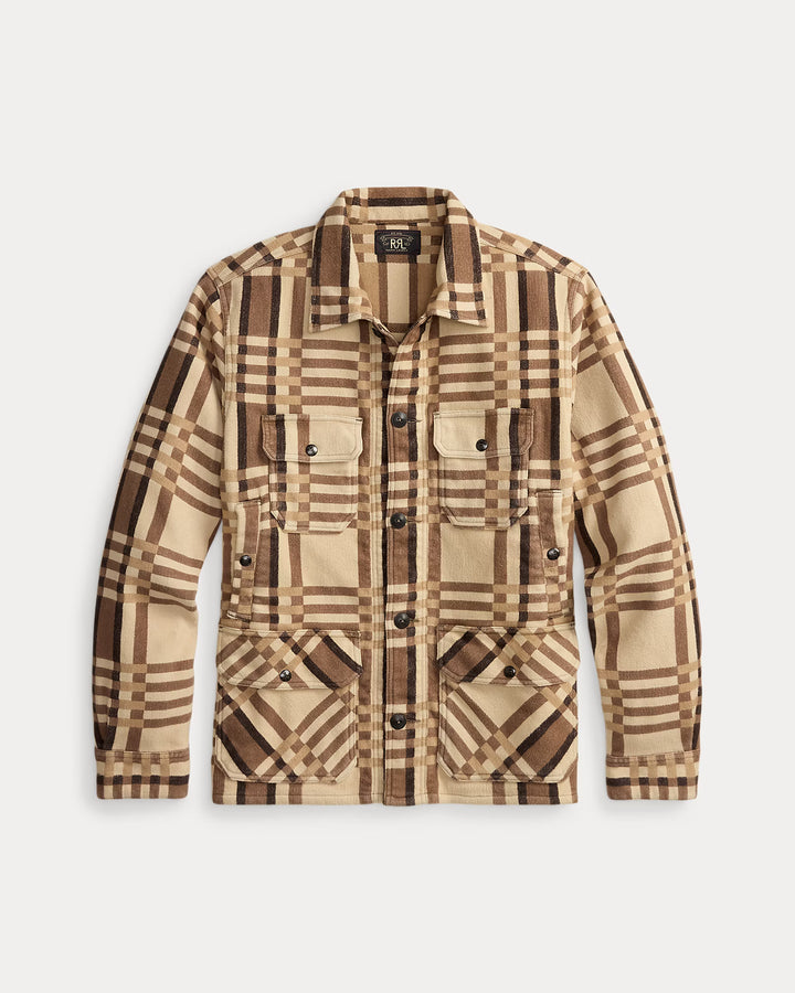 RRL Plaid Jacquard Overshirt - Brown/Tan