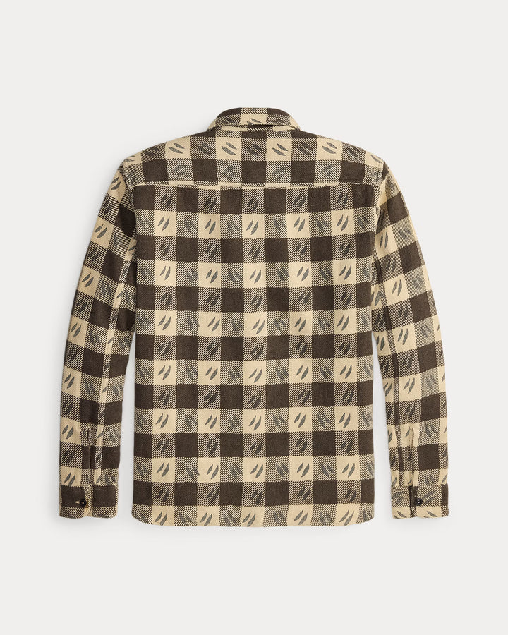 RRL Leaf-Print Checked Twill Workshirt - Brown/Cream