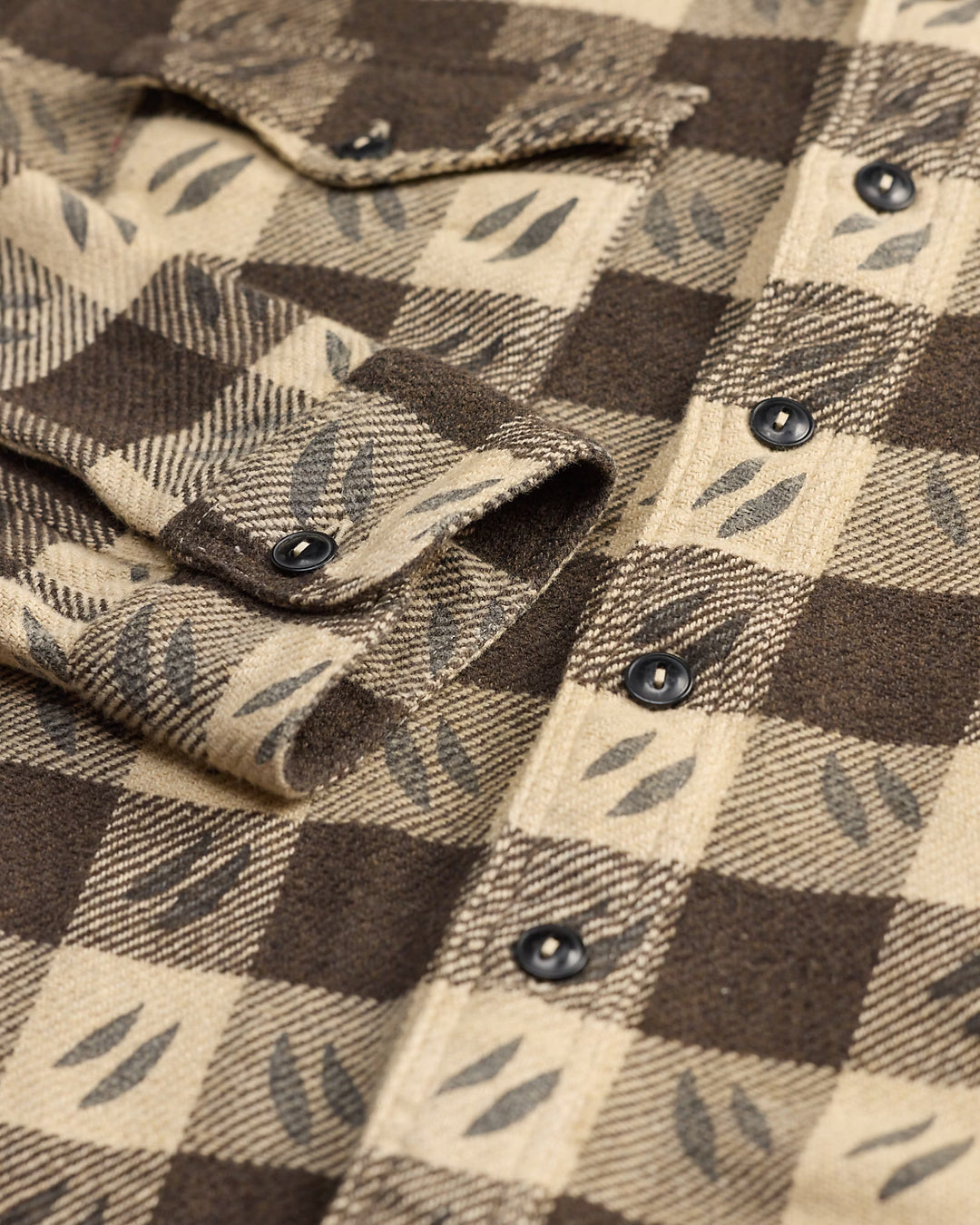 RRL Leaf-Print Checked Twill Workshirt - Brown/Cream
