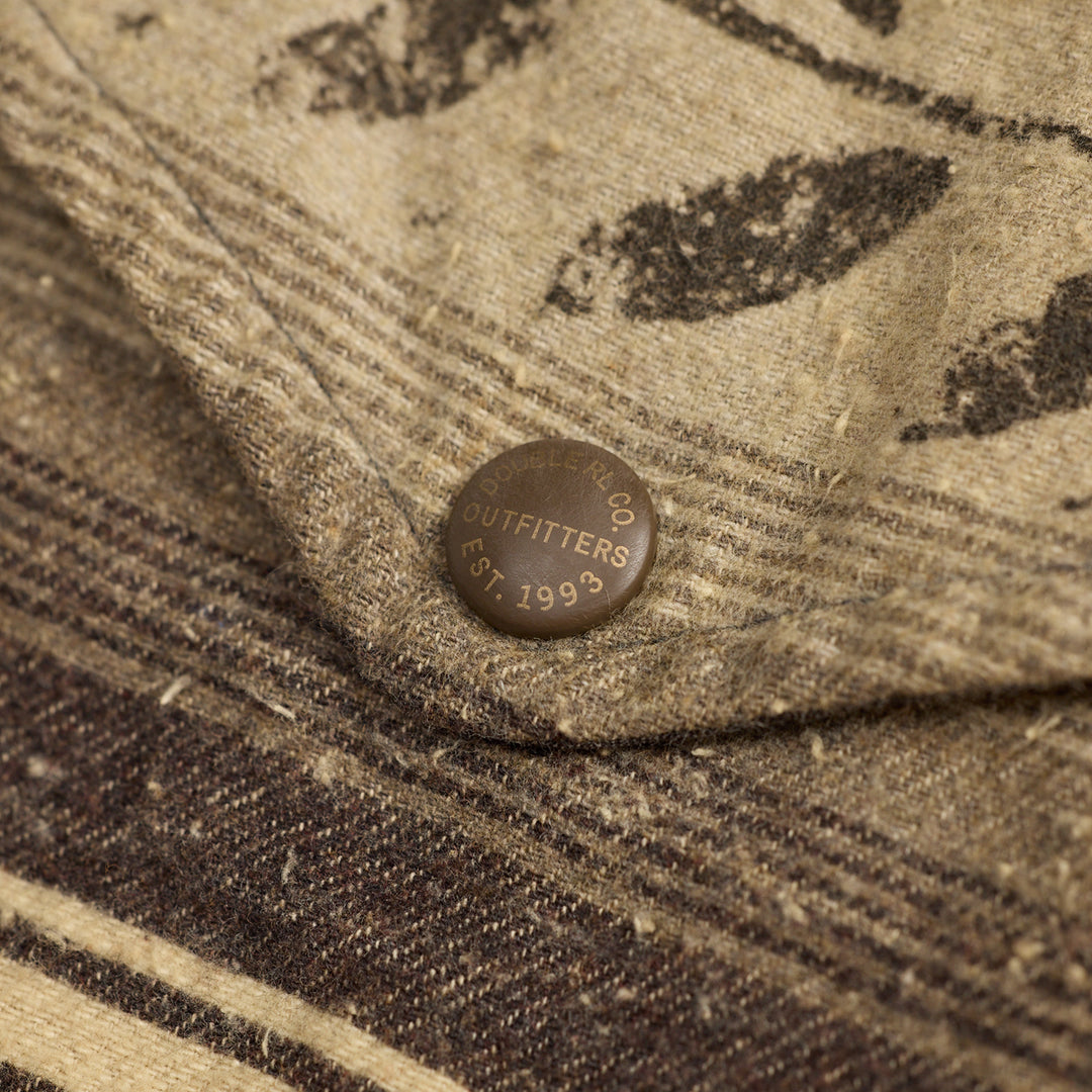 RRL Leaf-Print Striped Twill Overshirt - Grey/Brown