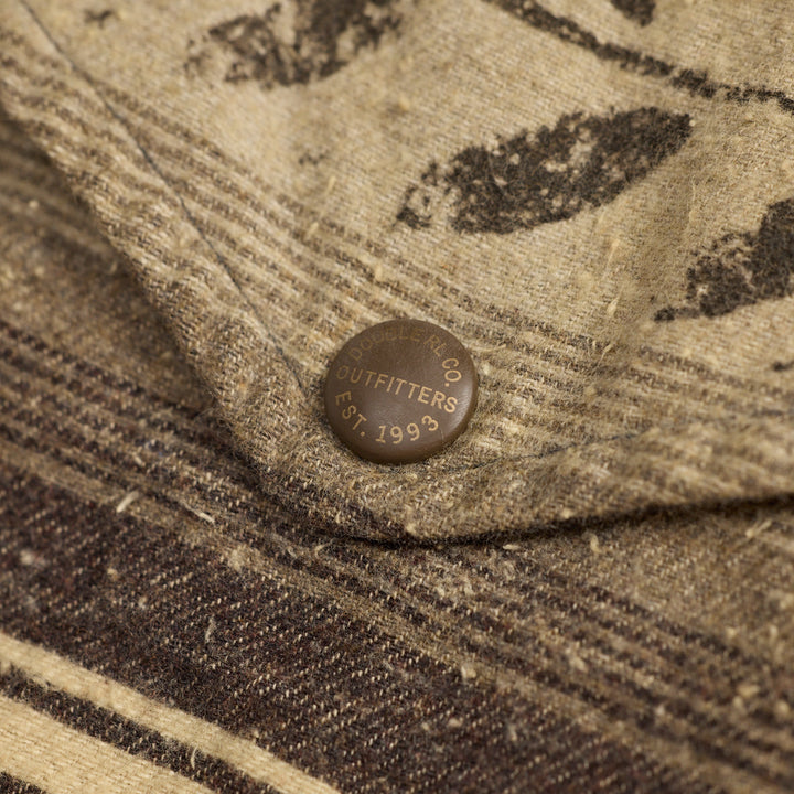 RRL Leaf-Print Striped Twill Overshirt - Grey/Brown