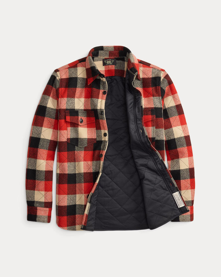 RRL Quilted Plaid Wool Overshirt - Red/Black