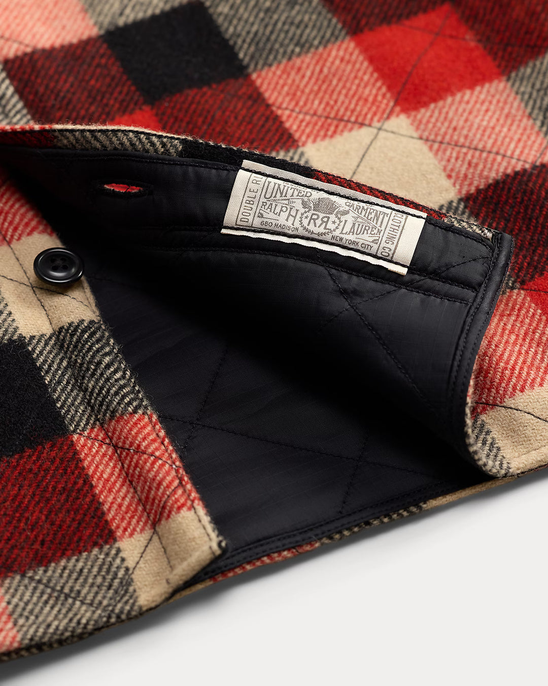 RRL Quilted Plaid Wool Overshirt - Red/Black