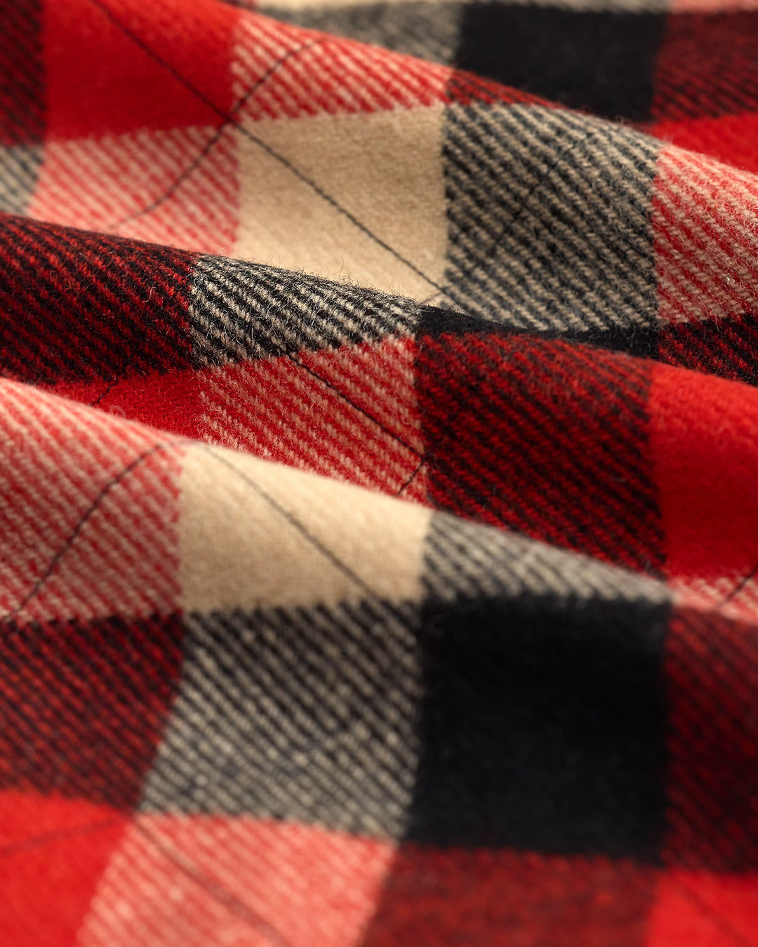 RRL Quilted Plaid Wool Overshirt - Red/Black