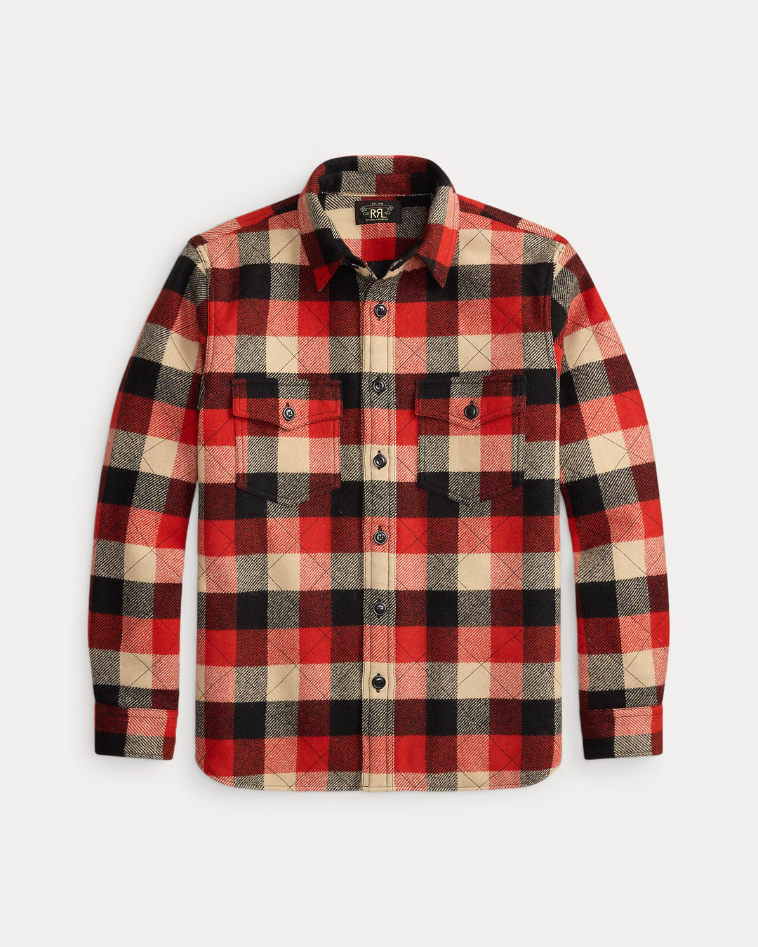 RRL Quilted Plaid Wool Overshirt - Red/Black