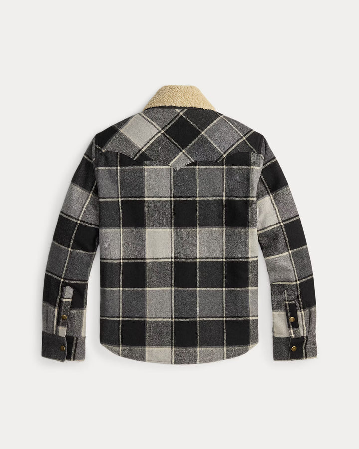 RRL Plaid Twill Western Overshirt - Grey/Black