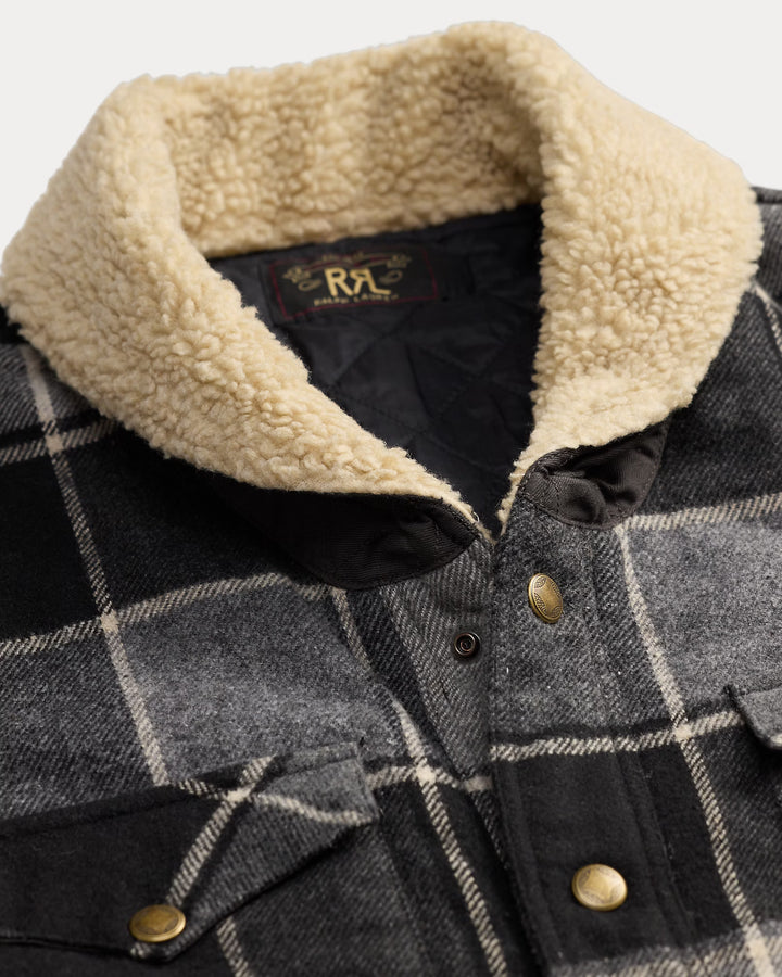 RRL Plaid Twill Western Overshirt - Grey/Black