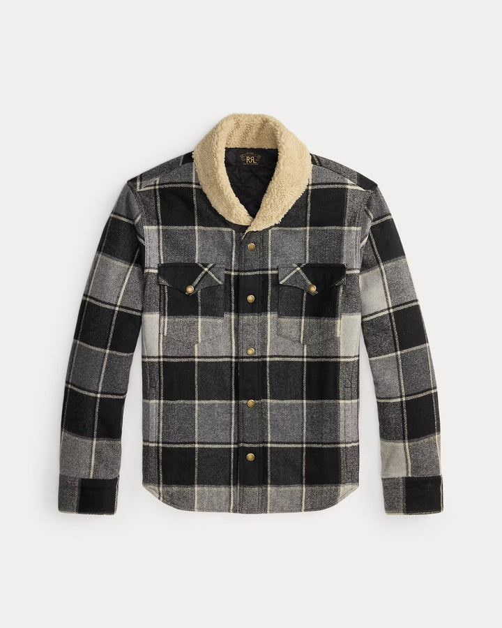 RRL Plaid Twill Western Overshirt - Grey/Black