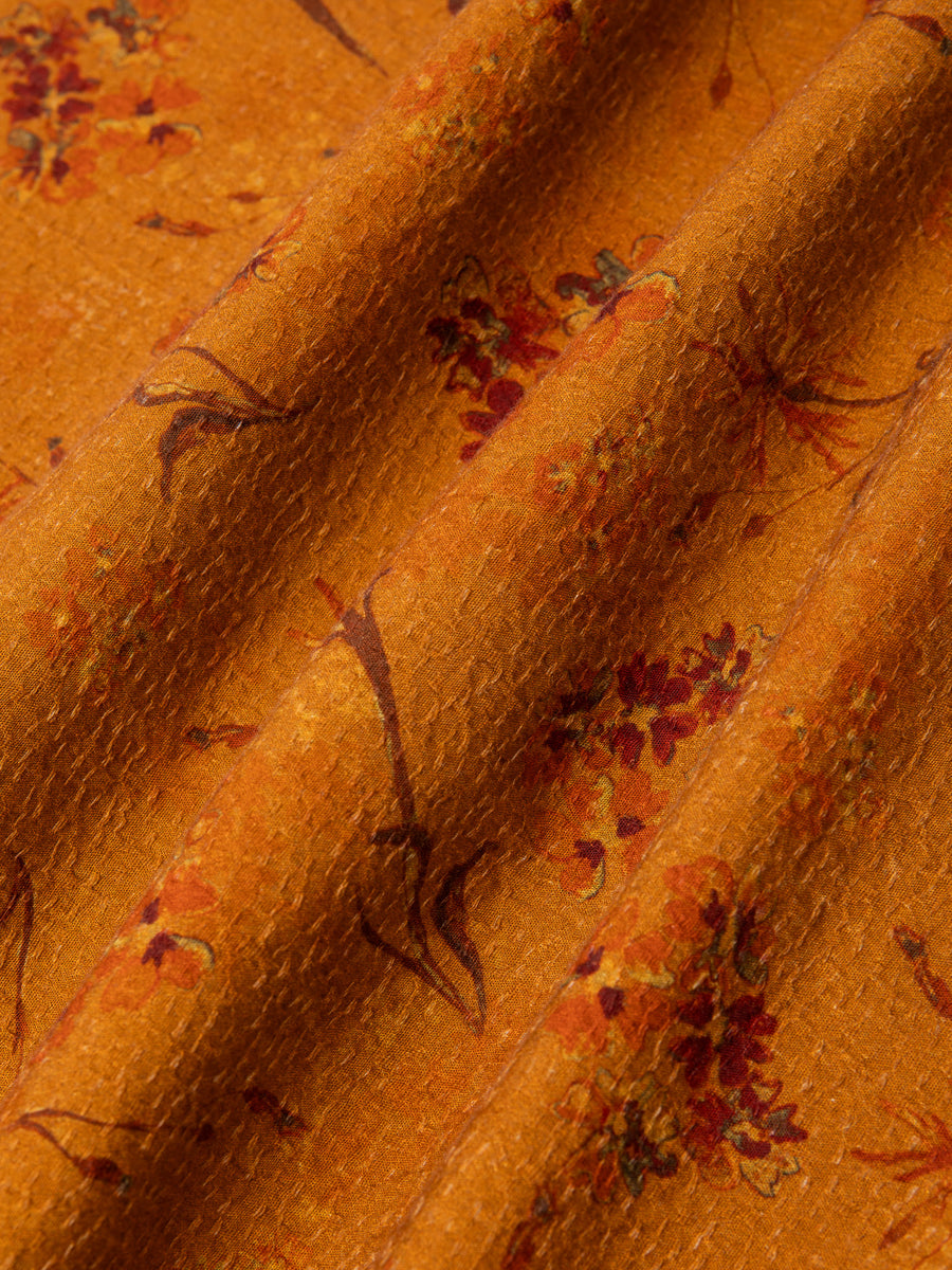 Kestin - Crammond Shirt in Orange Floral Textured Cotton