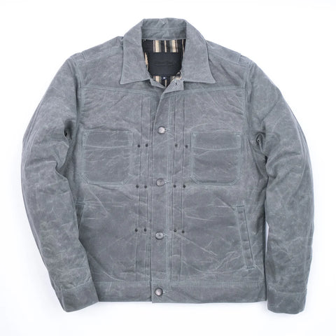 Freenote Cloth Riders Jacket Waxed Canvas - Charcoal with Rust Interior