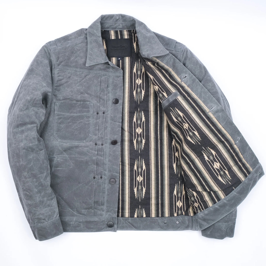 Freenote Cloth Riders Jacket Waxed Canvas - Charcoal