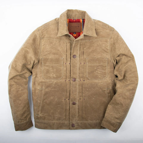 Freenote Cloth Riders Jacket Waxed Canvas - Tumbleweed (Red Interior)