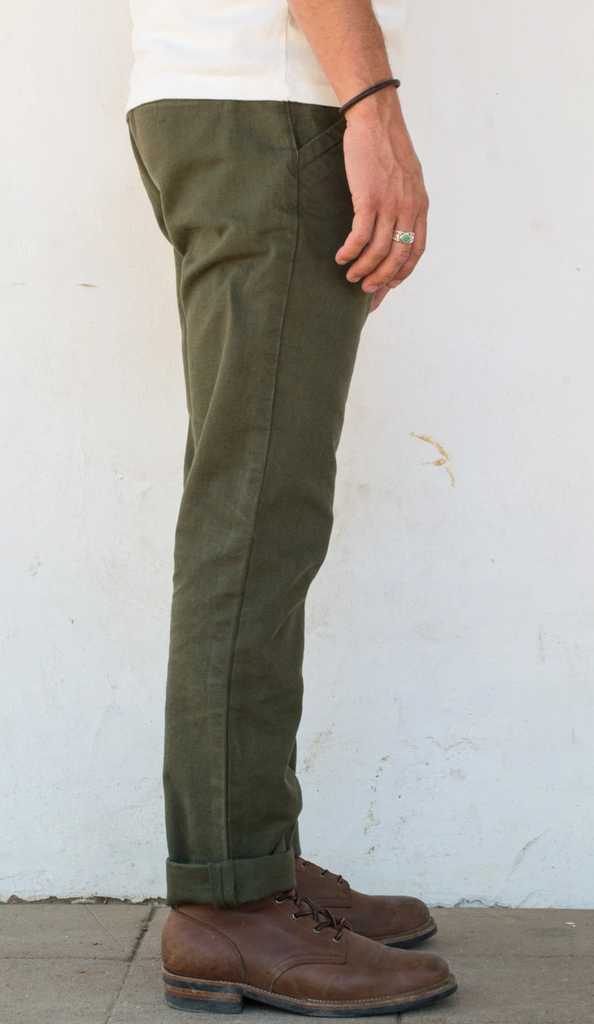 Freenote Cloth Workers Chino Slim Fit 14 Ounce Slub Army Green